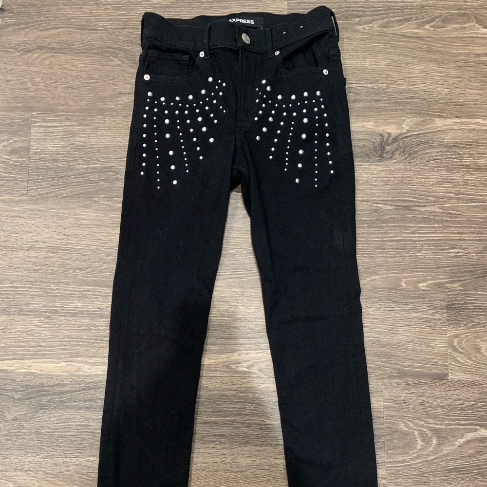 Black Express High Waisted Studded Jegging size 2